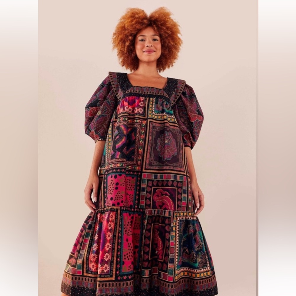 Farm rio mixed scarves frill midi